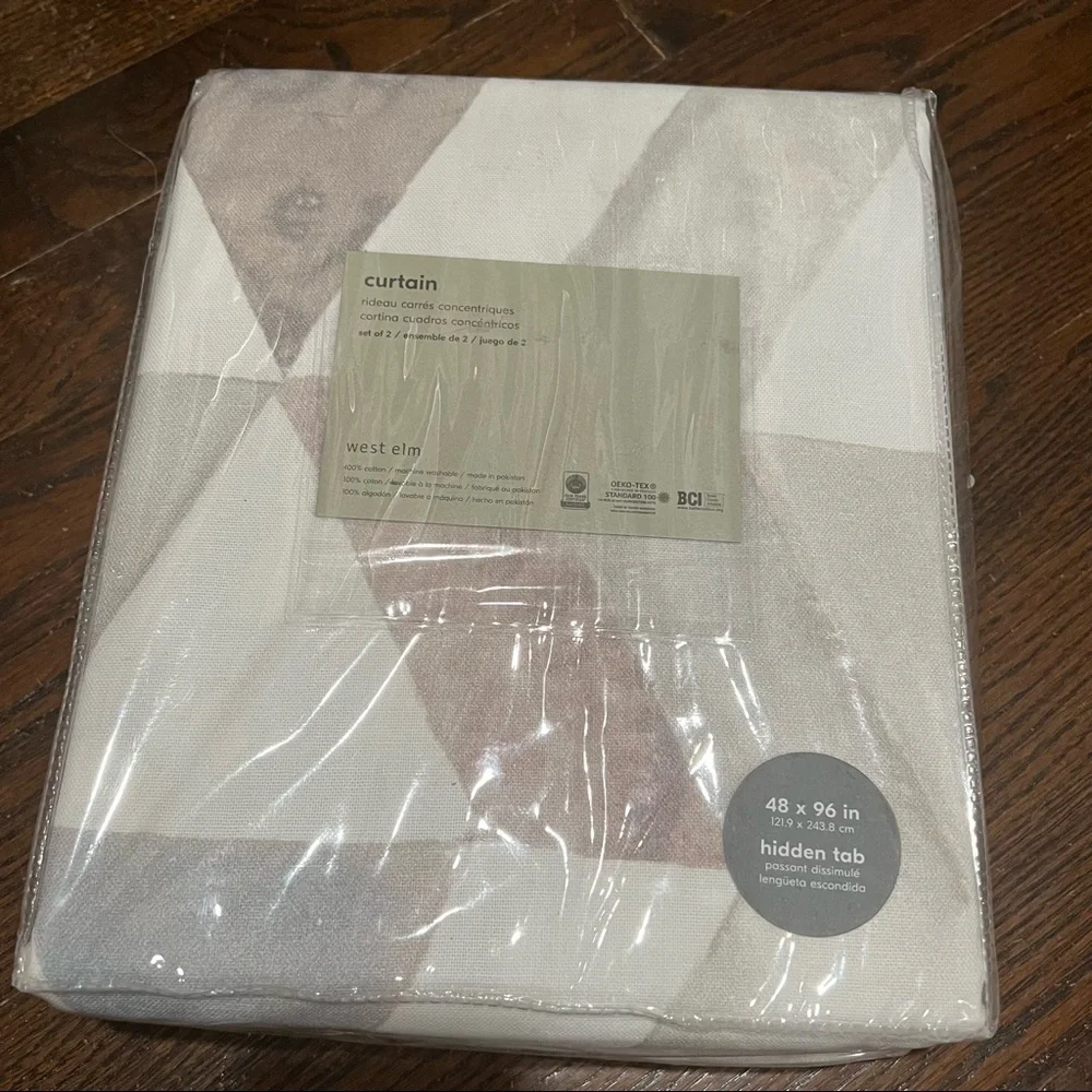 West Elm Cotton Canvas Zigzag Reflection Curtain,2 panels, platinum,48”x…